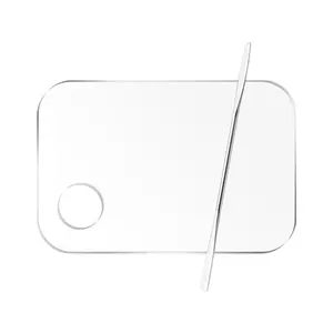 2 Pcs Acrylic Makeup Palette Makeup Mixing Tray with Makeup Spatula for Beauty Salon Color Cream Liquid Foundation Mixing Palette (Rectangular)