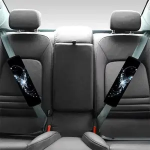 2pcs Shiny Butterfly Car Seat Belt Covers, Fantasy Style Soft Polyester Fabric, Multi-Functional Safety Protector, Perfect Gift