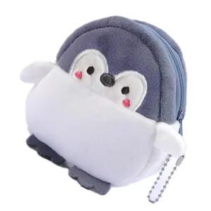 Women's Coin Purse Mini Pouch Cute Plush Little Penguin Zipper Change Purse for Keychain Lipsticks Money