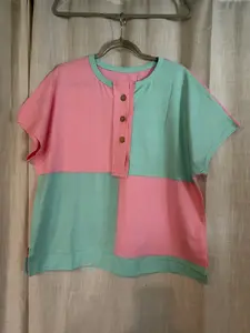 Womend Patchwork Shirt - Colorblock Top for Women's Fashion - Womenswear