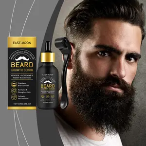 EAST MOON Beard Growth Kit-Beard Care Serum & Beard Massage Derma Roller, Beard Care Nutritional Oil, Making Beards Thicker and More Shiny, Men's Daily Beard Care Products and Tools, Holiday Gifts, Father's Day outdoorfun