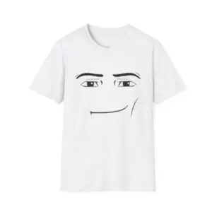 Roblox Minimalist Face Graphic T-Shirt - Unisex Casual Crewneck Streetwear Sarcastic Expression Short Sleeve Top for Men & Women