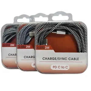 Generic 6.5 Feet PD Type C to Type C, 3A Fast Charge & Data Transfer 460mb Woven Braided Cable for C Devices White Charging Sync Cord for iPhone 15 & Samsung S23 - Cellphone