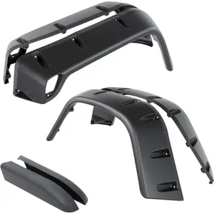 7" Fender Flares for 1997-2006 Jeep Wrangler TJ & 2004-2006 Wrangler LJ Smooth Pocket-Riveted Extended Style Wheel Protector Textured Black 6Pcs Car Accessories Truck Autos