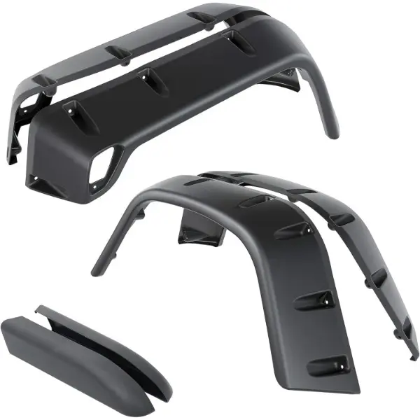 HECASA 7" Smooth Pocket-Riveted Extended Style Fender Flares, Textured Black 6Pcs for 1997-2006 Jeep Wrangler TJ & 2004-2006 LJ, Rugged Look, Smooth Edges, Wheel Protection Car Accessories