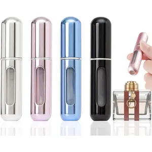 Portable Mini Refillable Perfume Atomizer Bottle, Travel Size Refillable Perfume Refill Bottle - Perfume Atomizer Refillables, Scent Pump Case, Small Perfume Spray Bottle 4 Pcs Pack of 5 ml