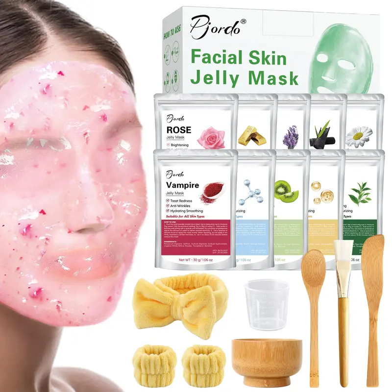 Facial Skin Care Jelly Mask with Mask Mixing Bowl & Tools Set, 10pcs/set Face Mask Hydrating Moisturizing Facial Mask, Hydrating Nourishing & Soothing Mask for All Skin Types