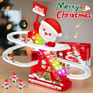 Automatic Santa Claus ladder toy Automatic Santa Claus ladder toy There are music and LED lights, Christmas interactive Santa Claus toy Christmas tree decoration, Christmas gifts for children.