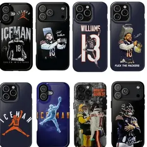 Chicago Football Iceman 18 Caleb Williams Fan Merch TPU Graphic Tough Smartphone Casing, Rugged Shockproof Protective Handheld Device Accessory for Game Day, Compatible with iPhone 17 Pro Max, 16, 15, 14, 13, 12, 11