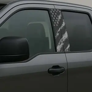 Cool Patriotic Distressed American Flag Car Pillar Stickers, Vintage US Flag Vinyl Decals, Automotive B-Pillar Exterior Styling, Waterproof Sunproof Auto Stickers for Cars Trucks SUV, Car Accessories