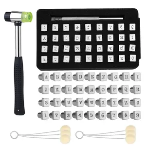 Underr 44Pcs Leather Stamping Kit - 36 Letter Stamps + Hammer & Dauber, Perfect for DIY Leather Crafts & Custom Projects