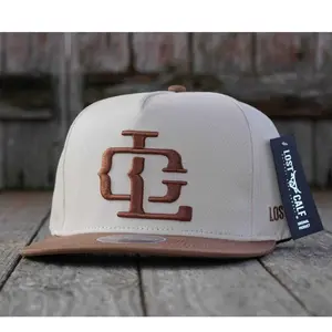 Lost Calf Unisex LC Logo Flat Brown Snapback Hats