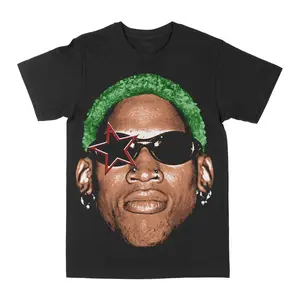 Dennis Rodman Big Face Graphic Tee, Y2K Rap Streetwear T-Shirt, Unisex Crew Neck, Vintage Hip-Hop Graphic, Sports Style, Casual Cotton Fit