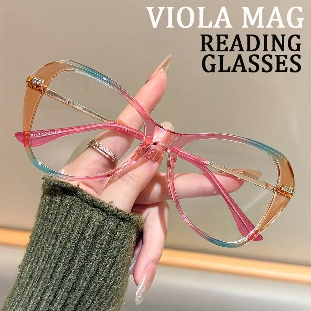 Anti-Blue Light Reading Glasses with TR90 Metal Spring Hinges, Full-Frame Butterfly Eyeglasses Suitable for Computer, TV, Work - Eyewear