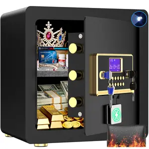 ACTIGER 2.9 Digital Handle-Less Opening Home Security Safe, Portable Safe Use, with LCD Display, Fireproof Bag, Adjustable Shelf, Heavy-Duty Lock, Intelligent Lighting & Double Security Alarm System for Valuables