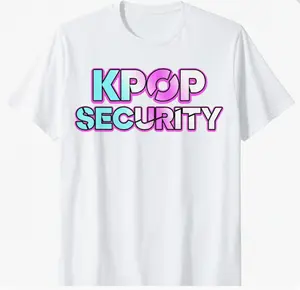 Women's Soft Round Neck Short-Sleeve 100% Cotton Kpop Security Pastel Gradient Top, Funny Kpop Fan Casual Summer T-Shirt