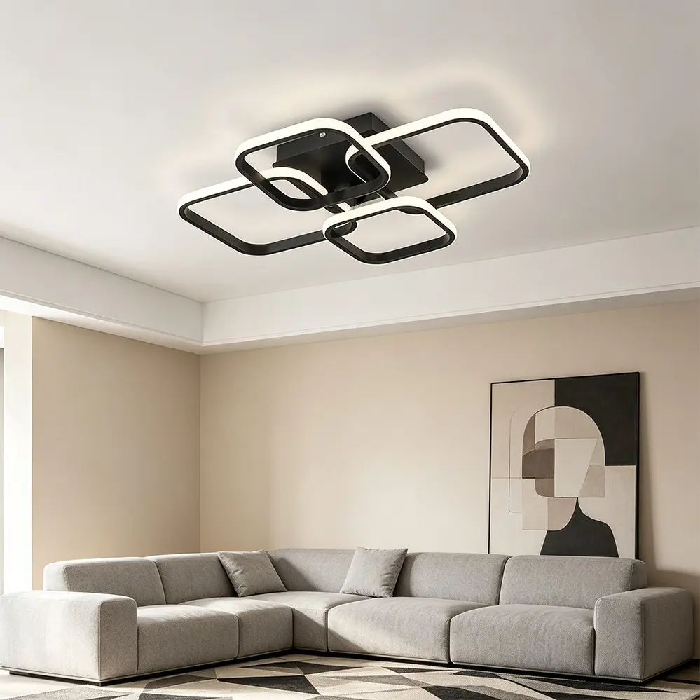 1 Pcs Modern LED Ceiling Light, Minimalist Square Design, Requires Assembly For Wiring and Installation, For Bedroom LED Lights, Living Rooms, Home Offices, and Dining Rooms, Indoor Lighting Fixture