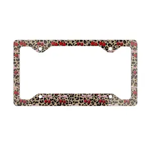 Leopard Chery Coquette Girly License Plate Frame, License Plate Frame, Vehicle Tag Frame