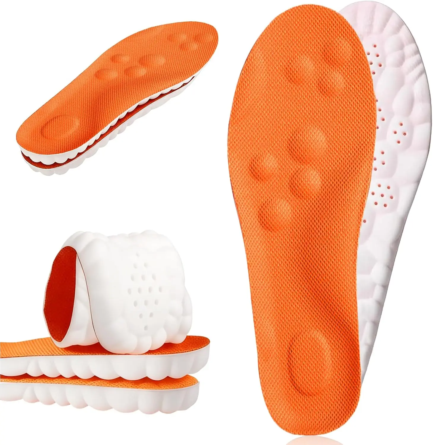 2026 New Steppers Insoles for Men & Women,Cloud Soles for Men, trimmable to fit, with Arch Support to Relieve Foot Pain and Fatigue (1 Pair Orange, Men: 9-10.5/Women: 10-11.5)Gift.
