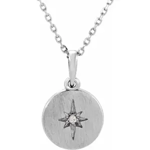 Platinum .01 CT Natural Diamond Star 16-18" Necklace