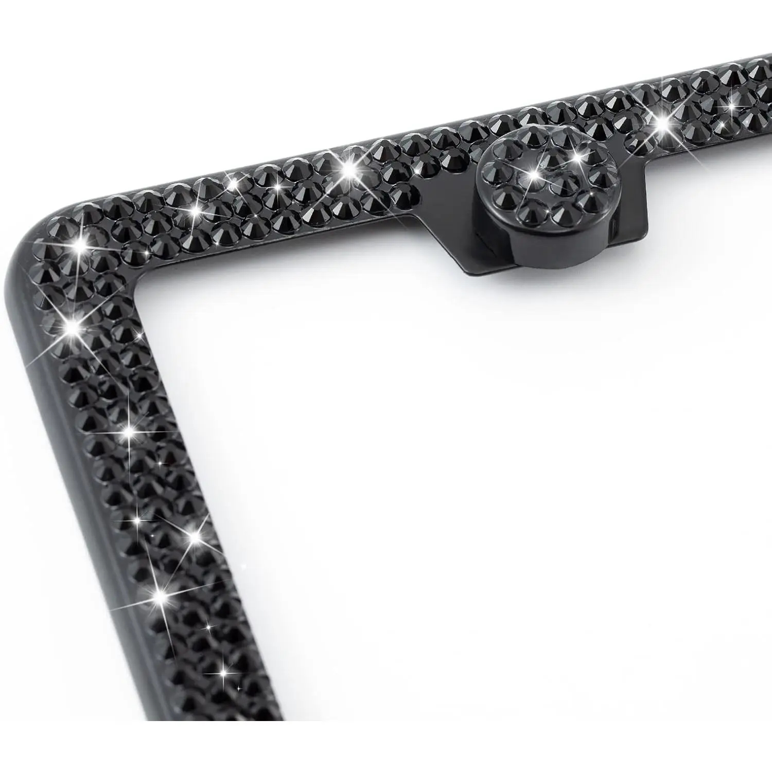 2 Cornici Targa Auto Con Cristalli E Strass – Accessorio Auto Donna, Acciaio Inox, Copritarga Luminoso, Regalo