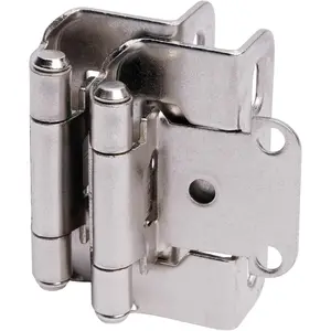 50 Pack (25 Pairs) 1/2" Overlay Brushed Nickel Self-Closing Cabinet Hinges, Semi-Wrap Face Frame Hinges for Cupboard & Kitchen Doors, with Screws & Quiet Bumpers