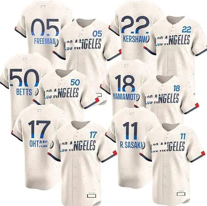 Unisex Los Angeles Dodgers Cream Baseball Jersey – Ohtani #17, Betts #50, Kershaw #22 & Team Stars Edition, Lightweight Button Down Fan Shirt, Classic MLB Style Apparel for Men & Women