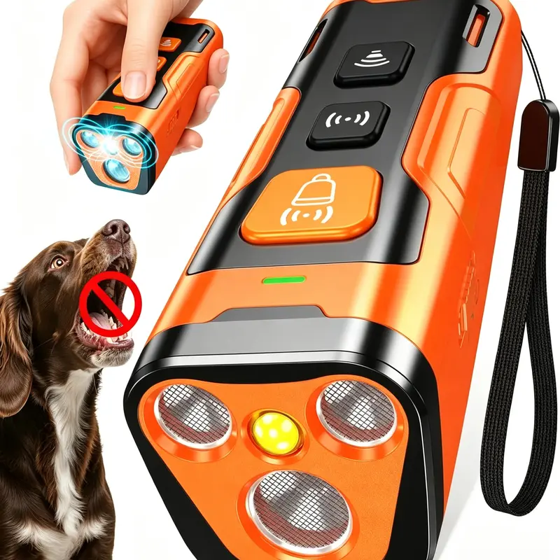 PetPulse Ultrasonic Bark Deterrent Device - 3X Effectiveness, 6 Training Modes, 23 FT Range, Static Shock, Aluminum Build, Chew Resistant, Non-Slip, Safe & Humane, Rechargeable, Compact 20-30kHz Behavior Corrector for Indoors/Outdoors