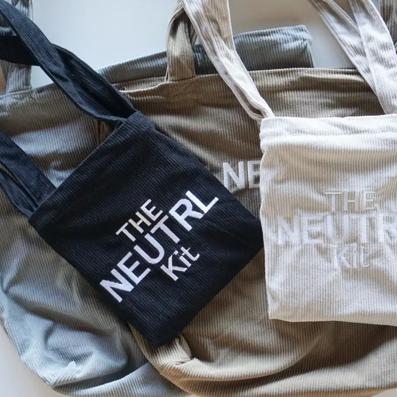 The Neutrl Kit - Bela Tote Bag - Curdoroy - Black, Gray, Brown, Beige - Versatile Design