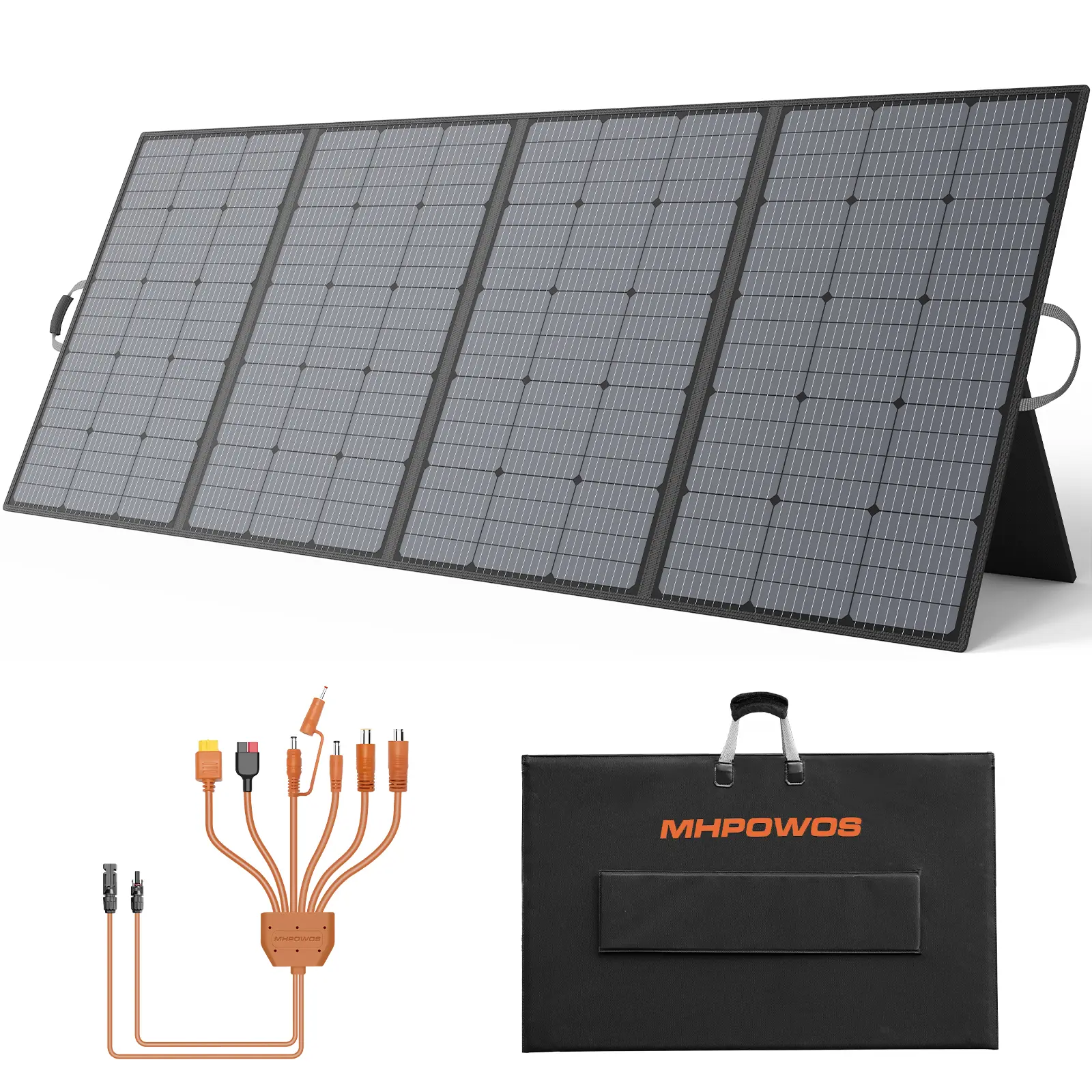 MHPOWOS 400W Portable Solar Panel, Lightweight Foldable Solar Panels Complete with an Adjustable Kickstand, IP67 Waterproof Solar Charger for Outdoor Camping, Portable Power Station, Motorhome, RV Emergency