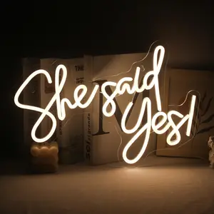 She Said Yes Neon Sign, USB Powered LED Wall Mounted Neon Light, Decorative Light for Wedding, Bridal Shop, Anniversary Decoration, Bedroom, Cloakroom