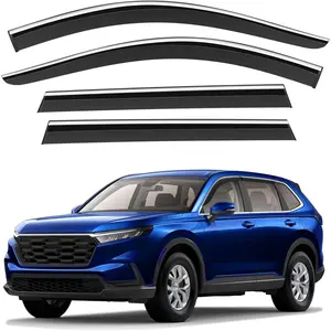Shatterproof Tape-On Rain Guards for Honda CR-V 2023-2026 with Stainless Steel Chrome Trim, Out-Channel Window Deflectors Vent Window Visors Rain Sun Wind Guards Shade Deflectors, 4 pcs