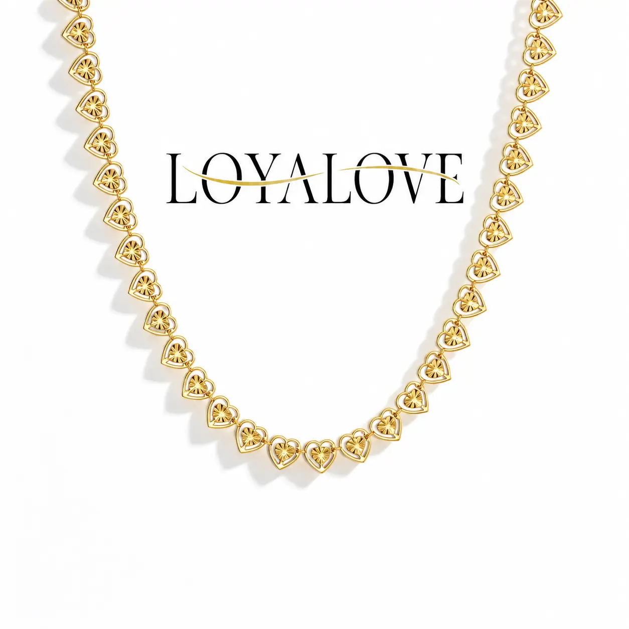 LOYALOVE Heart Choker Necklace for Women, Dainty Sunburst Open Heart Link Chain, Adjustable 14K Gold PlatedSilver Tone Y2K Everyday Jewelry Gift for Her