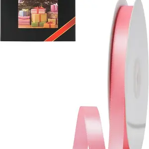 Gift Square Single Face Satin Ribbon 3/8" X 50 Yards Double-Faced for Dual Designs Perfect for Crafting Gift Wrapping Bow Making and More