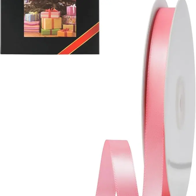 Gift Square Single Face Satin Ribbon 3/8" X 50 Yards Double-Faced for Dual Designs Perfect for Crafting Gift Wrapping Bow Making and More