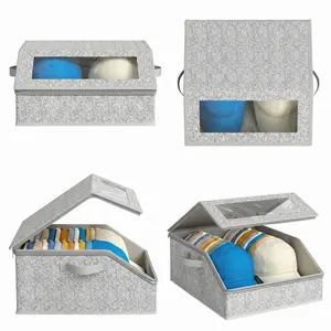 Double Row Hat Organizer for Baseball Caps, Large Capacity Hat Storage Box with Clear Window & Handles. Dustproof Cap Holder Closet Organizer Protects Hat Shape from Crushing. Ultimate Space-Saving Hat Rack Solution for Men & Women Closet Organization