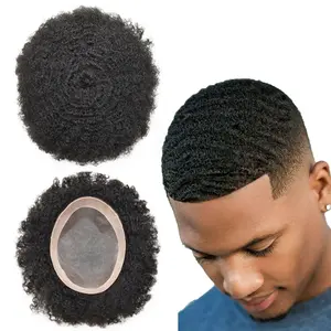 Fine Mono Lace Afro Hair Unit for African American Men Afro Mens Toupee for Black Men US Stock Afro Men Hair System