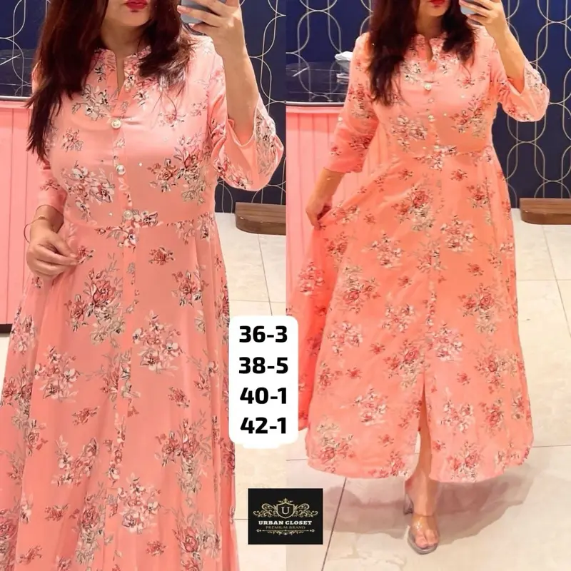 RAYON Anarkali GOWN, Rayon Fabric Flairy Anarkali  Having Beautiful Print   *Length* :53 inchs*