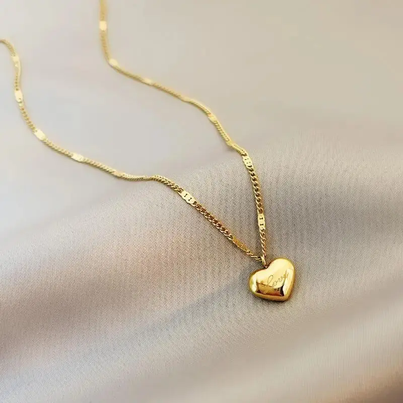 Heart Choker Necklace for Women, Trendy Gold-Tone Stainless Steel, Non-Tarnish Party Jewelry, Trending Festival Gift, Female