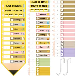 Back to School Daily Schedule Pocket Chart, Classroom Schedule 13+1 Pockets for Preschool Kindergarten Classroom Teacher Office Decor