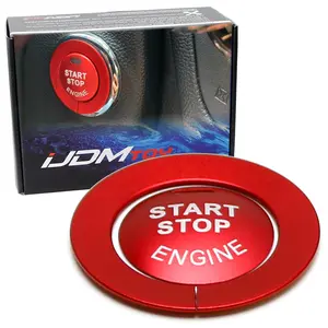 iJDMTOY Sports Red Engine Start/Stop Push Start Button Decoration Cover & Surrounding Ring Trim, For Nissan Altima Maxima Pathfinder Titan Murano Infiniti Q50 Q60 QX60, etc