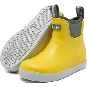 Kids Ankle-Height Multi-Size Waterproof Non-Slip Rubber Rain Boots, High-Performance Chelsea Booties for Boys and Girls, Ideal for Fishing, Camping, School Play