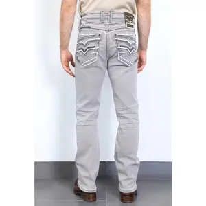 Platini Mens Holt Slim Boot Cut Jeans Grey
