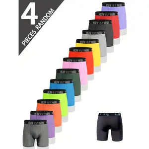 KJFISTMU Men's 4pcs Comfort Briefs Underwear - 95% Polyester 5% Spandex, Ultra-Soft Breathable Boxer Briefs with No Roll-Up Edges, Moisture-Wicking & High-Elasticity for All-Day Wear, Bulk Pack (4) for Daily Use