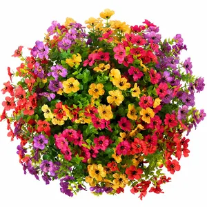 Artificial Flowers 6/12pcs Set – UV Resistant Colorful Fake Flower Bouquet, Decorative Faux Flowers for Home, Garden, Wedding, Party, Outdoor, Yard & Indoor Décor, Mixed Color Artificial Flower Arrangement