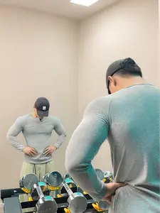 Henley Shirt Ribbed Cotton Long-Sleeve Men's Raglan Fitness T-Shirt for Athletic Fit Ideal for Gym Workouts