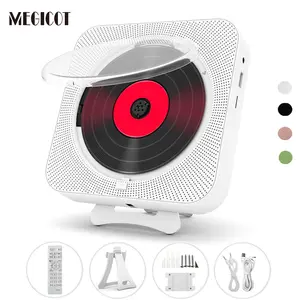 MEGICOT Bidirectional Bluetooth Desktop CD Player Built-in Speakers, Portable Wall Mountable Music Player with Dust Cover Remote Control, Support FM Radio USB flash Micro SD AUX Play