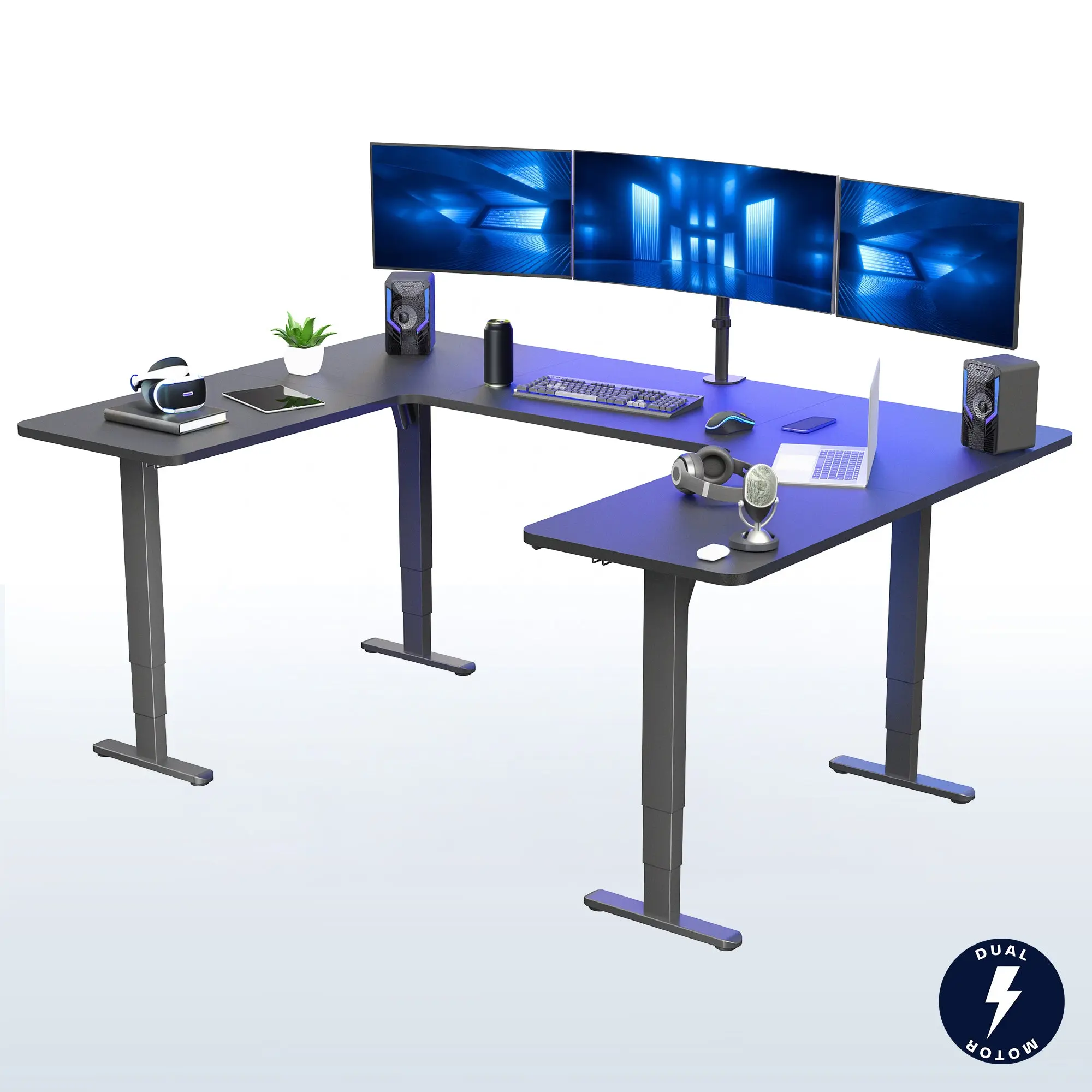 Modern U-Shape Dual Motor Electric Home Office Desk, 83x60 in, Ideal for Dual Monitor Setup, Commercial Office Furniture