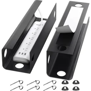 2 Pack  Management Under Desk, 31.5 in Under Desk  Management Tray,Cord Hider,Cord Organizer, No Screw Wire Management for Office and Home, Black
