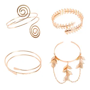 [Summervibes] 4 Pcs Arm Cuff Upper Arm Band Cuff Bracelet Bangle for Women,Adjustable Armband Set,Elegance and Dazzling Style,Unique Fashion Jewelry for Ladies,Christmas Party Gifts,Hand Tools Kits
